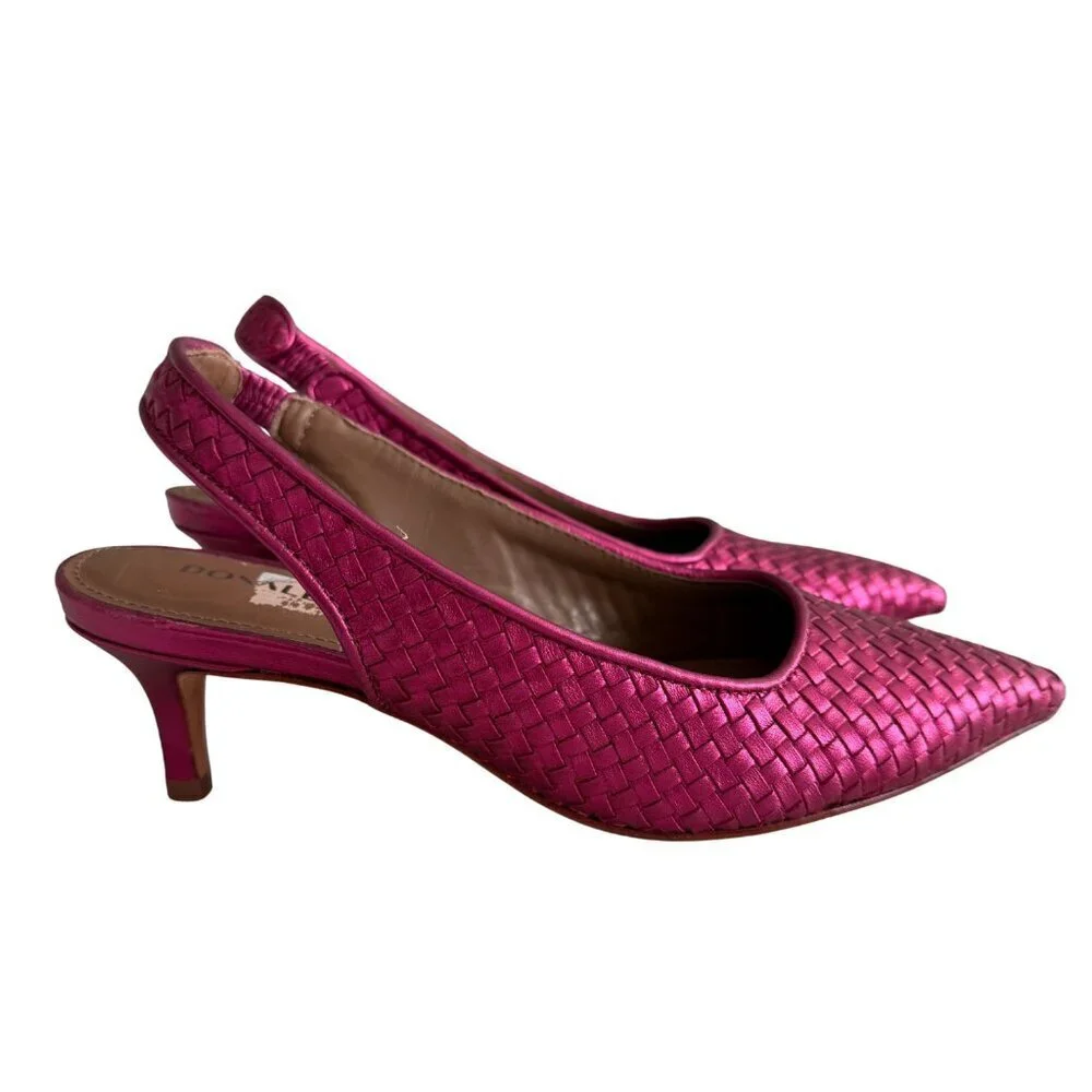 NEW Donald Pliner Olympia Sling Back Kitten Heel Pumps in Fuchsia Sz. 6